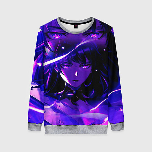 Женский свитшот SHOGUN RAIDEN GENSHIN IMPACT НА СПИНЕ / 3D-Меланж – фото 1