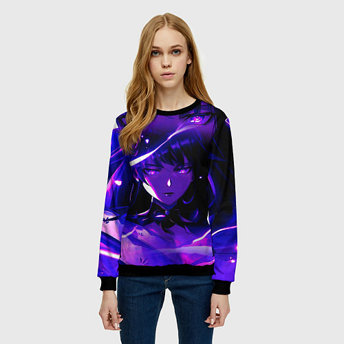 Женский свитшот SHOGUN RAIDEN GENSHIN IMPACT НА СПИНЕ / 3D-Черный – фото 3