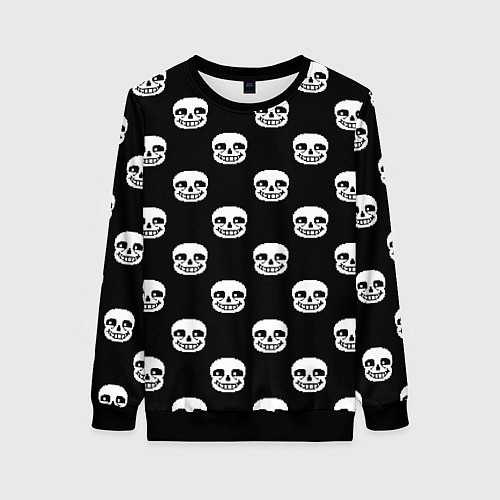 Женский свитшот UNDERTALE SANS SKULL FACE PATTERN УЗОР / 3D-Черный – фото 1