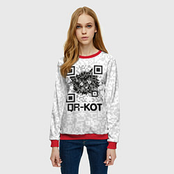 Свитшот женский QR код котик, цвет: 3D-красный — фото 2