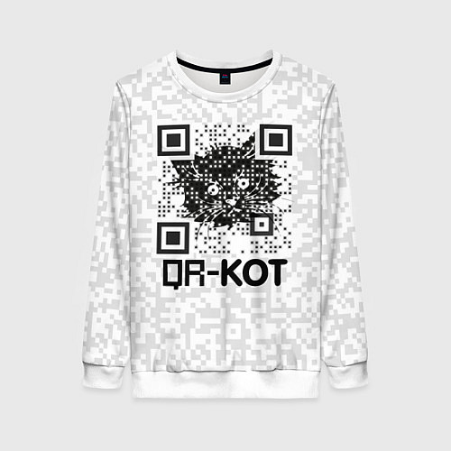 Женский свитшот QR код котик / 3D-Белый – фото 1