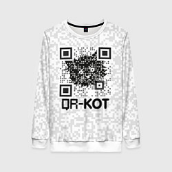 Свитшот женский QR код котик, цвет: 3D-белый