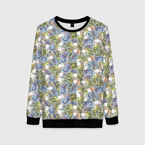 Женский свитшот Банкноты 50 и 100 Франков / 3D-Черный – фото 1