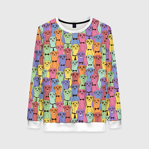 Женский свитшот Красочные Сурикаты / 3D-Белый – фото 1