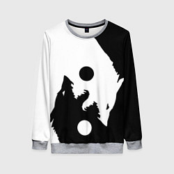 Свитшот женский Волки Инь и Янь Добро и Зло, цвет: 3D-меланж