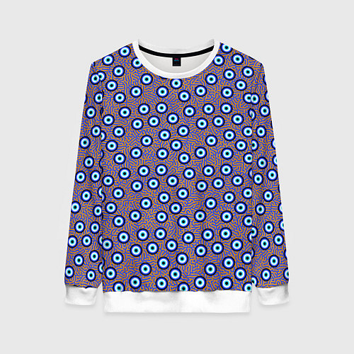 Женский свитшот Глаза от сглаза паттерн крупно / 3D-Белый – фото 1