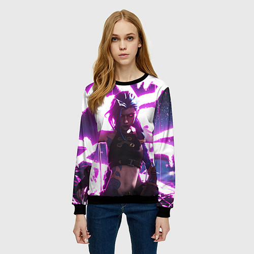 Женский свитшот Arcane League Of Legends JINX NEON / 3D-Черный – фото 3