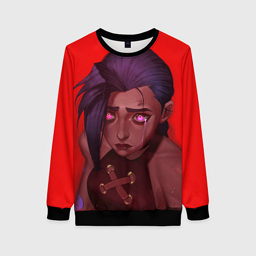 Женский свитшот Arcane - League Of Legends Jinx red / 3D-Черный – фото 1