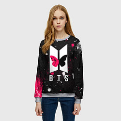 Свитшот женский BTS Бабочка, цвет: 3D-меланж — фото 2