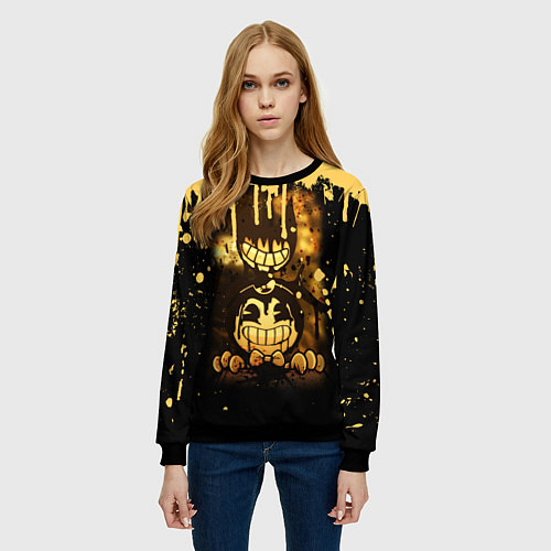Женский свитшот Bendy And The Ink Machine Игра Бенди / 3D-Черный – фото 3
