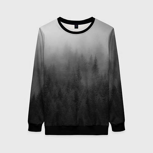 Женский свитшот ТУМАННЫЙ ЛЕС - МРАЧНЫЙ / 3D-Черный – фото 1