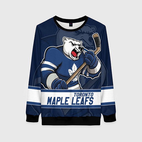 Женский свитшот Торонто Мейпл Лифс, Toronto Maple Leafs Маскот / 3D-Черный – фото 1
