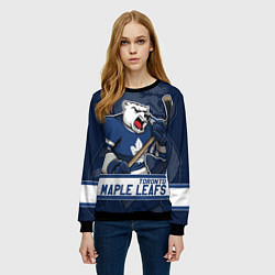 Свитшот женский Торонто Мейпл Лифс, Toronto Maple Leafs Маскот, цвет: 3D-черный — фото 2
