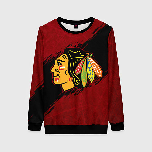 Женский свитшот Chicago Blackhawks, Чикаго Блэкхокс / 3D-Черный – фото 1