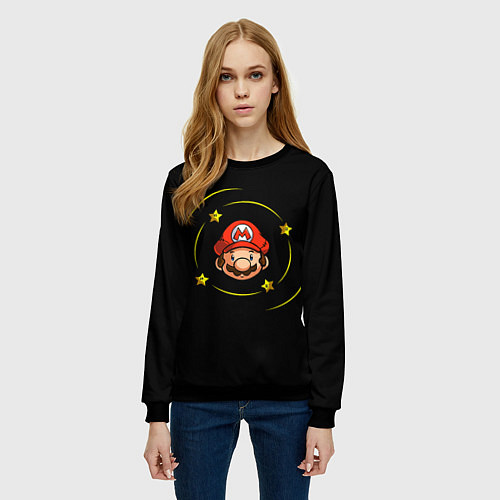 Женский свитшот Звездочки вокруг Марио / 3D-Черный – фото 3