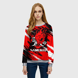 Свитшот женский SAMURAI CYBERPUNK 2077 КИБЕРПАНК 2077, цвет: 3D-меланж — фото 2
