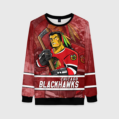 Женский свитшот Chicago Blackhawks , Чикаго Блэкхокс / 3D-Черный – фото 1