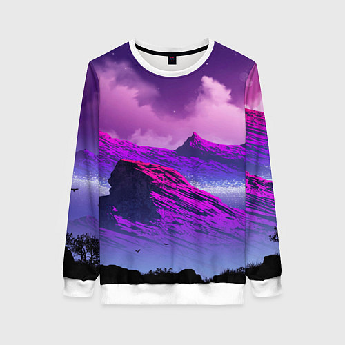 Женский свитшот Горы Закат Аниме / 3D-Белый – фото 1
