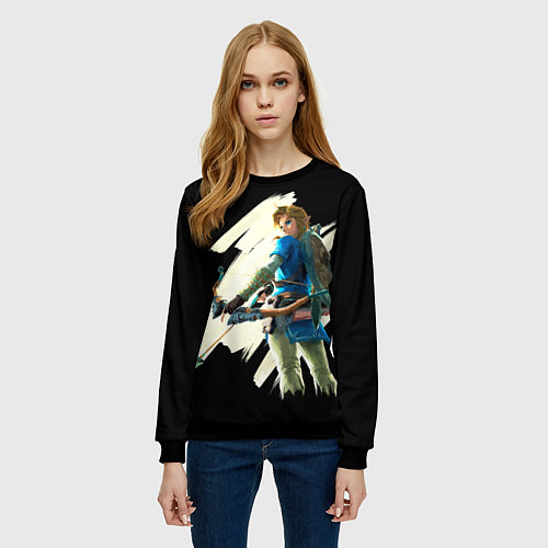 Женский свитшот Линк с луком / 3D-Черный – фото 3