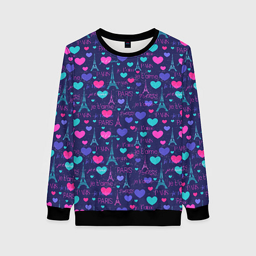 Женский свитшот Город Любви Париж / 3D-Черный – фото 1