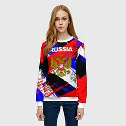 Свитшот женский Russia Геометрия патриотизм, цвет: 3D-белый — фото 2