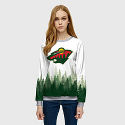 Свитшот женский Minnesota Wild, Миннесота Уайлд Лес, цвет: 3D-меланж — фото 2