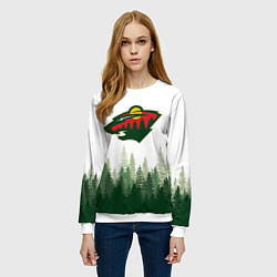 Свитшот женский Minnesota Wild, Миннесота Уайлд Лес, цвет: 3D-белый — фото 2