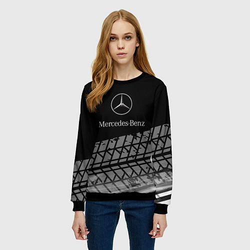 Женский свитшот Mercedes-Benz шины / 3D-Черный – фото 3
