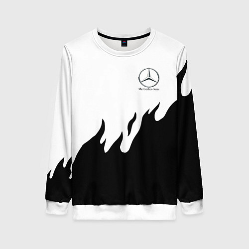Женский свитшот Mercedes-Benz нарисованный огонь / 3D-Белый – фото 1