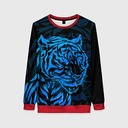 Свитшот женский Голубой тигр Blue, цвет: 3D-красный