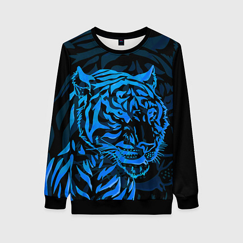 Женский свитшот Голубой тигр Blue / 3D-Черный – фото 1