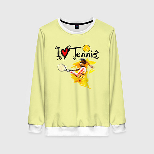 Женский свитшот Я Люблю Tennis / 3D-Белый – фото 1
