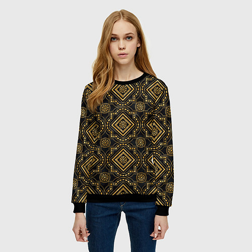 Женский свитшот Versace classic pattern / 3D-Черный – фото 3