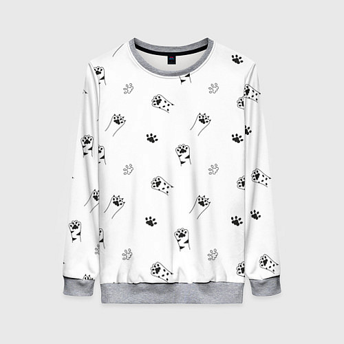 Женский свитшот Паттерн - кошачьи лапки 3D / 3D-Меланж – фото 1