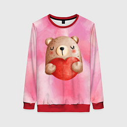 Женский свитшот Медвежонок с сердечком День влюбленных