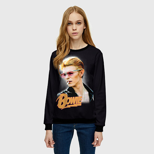 Женский свитшот David Bowie Smoking / 3D-Черный – фото 3