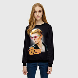 Свитшот женский David Bowie Smoking, цвет: 3D-черный — фото 2