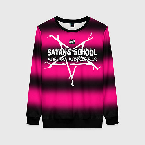 Женский свитшот Satan school for bad boys and girls pink / 3D-Черный – фото 1