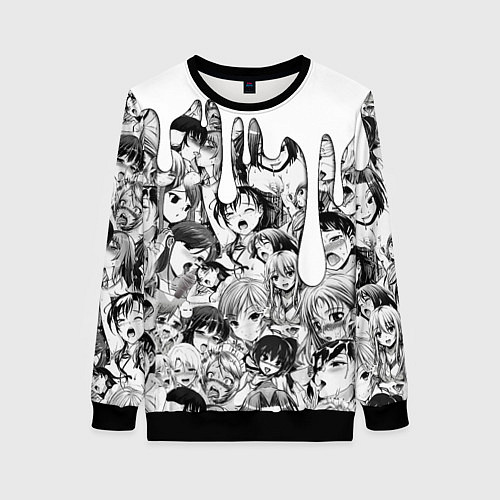 Женский свитшот АХЕГАО - AHEGAO ПОДТЕКИ / 3D-Черный – фото 1