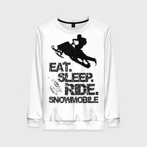 Женский свитшот EAT SLEEP RIDE SNOWMOBILE / 3D-Белый – фото 1