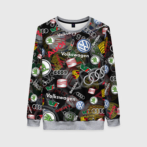 Женский свитшот Volkswagen Group AUDI VW SEAT PORSCHE SKODA / 3D-Меланж – фото 1