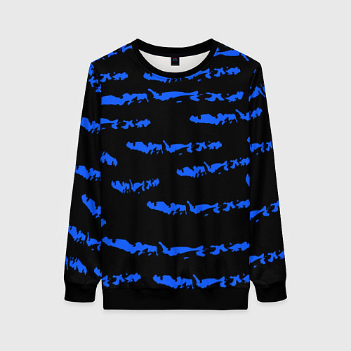Женский свитшот Полосатый синий с черным как водяной тигр / 3D-Черный – фото 1