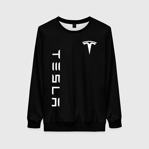 Женский свитшот Tesla Тесла логотип и надпись / 3D-Черный – фото 1