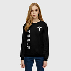Свитшот женский Tesla Тесла логотип и надпись, цвет: 3D-черный — фото 2