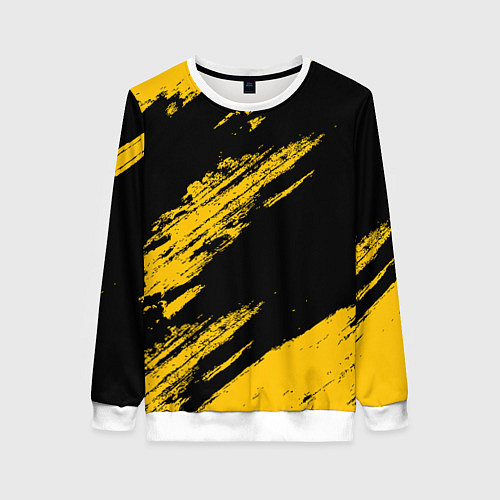 Женский свитшот BLACK AND YELLOW GRUNGE ГРАНЖ / 3D-Белый – фото 1