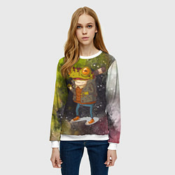 Свитшот женский Лягушка хулиган Frog hooligan, цвет: 3D-белый — фото 2