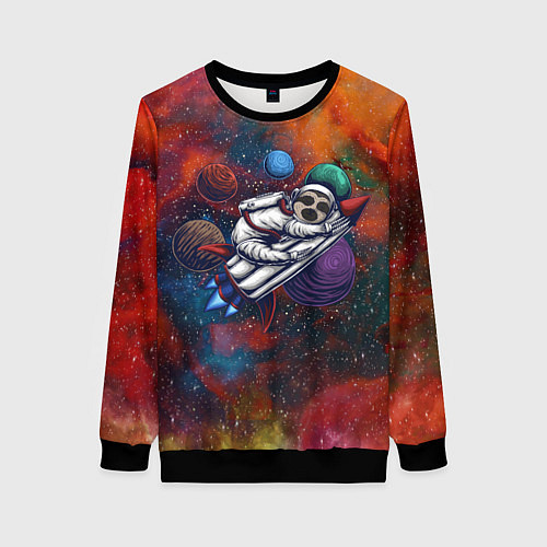 Женский свитшот Космический ленивец Space Sloth / 3D-Черный – фото 1
