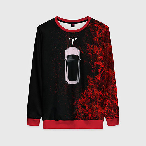 Женский свитшот TESLA - КРАСНЫЙ КЛЁН ТЕСЛА / 3D-Красный – фото 1