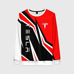 Свитшот женский ТЕСЛА - КРАСНЫЙ СПОРТИВНЫЙ, цвет: 3D-белый