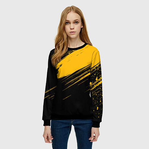 Женский свитшот Black and yellow grunge / 3D-Черный – фото 3